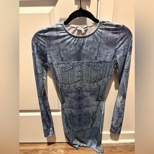 Fashion Nova Blue Fitted Bodysuit